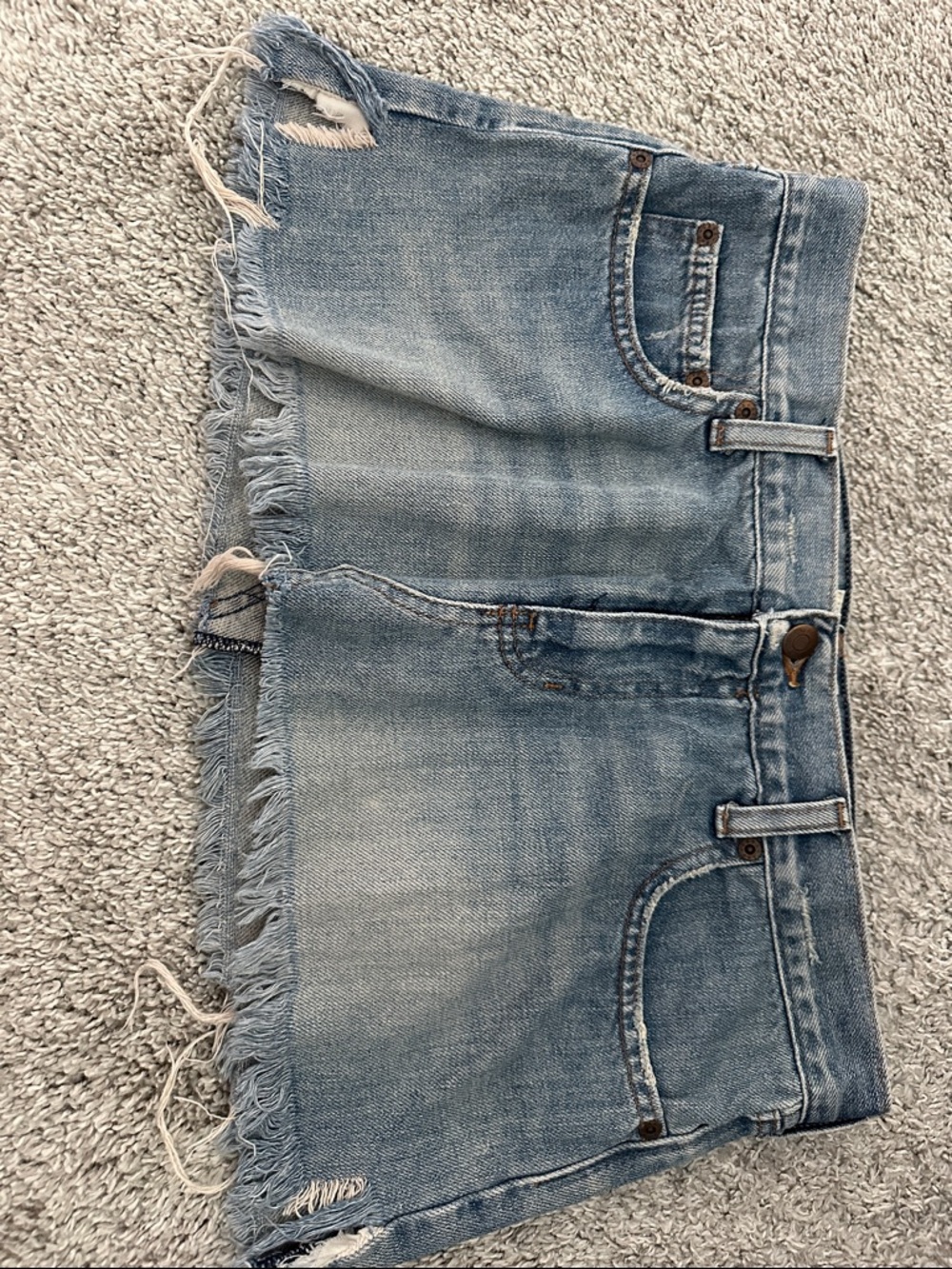 Abercrombie & Fitch Light Blue Distressed Denim Mini Skirt